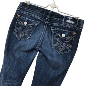 MEK DNM Womens Jeans 29x30 New OAXACA 32.5 x 28.5 Flap Distress Boot Dark USA